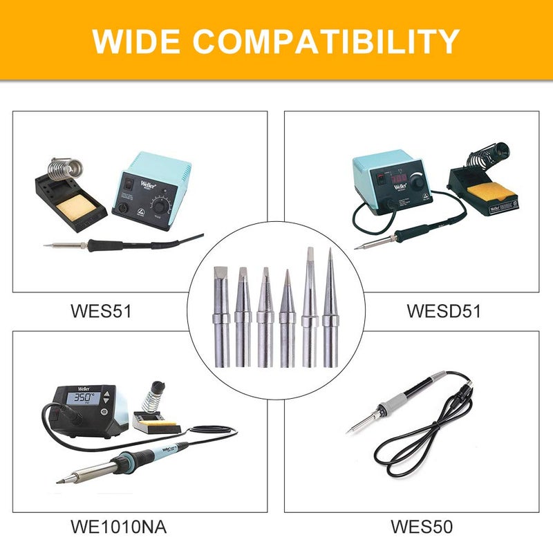 IGREAT Solder Tips 6pcs for Weller ET Soldering Iron, Replacement Tips for WES51/50,WESD51,PES51 / 50,WE1010NA WCC100 LR21 ET Tip Series (6PCS-01) - Image 4